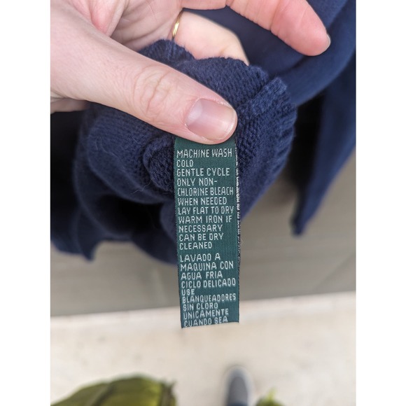 Vintage Y2K Ralph Lauren Navy Blue Embroidered Crest Knit Sweater - Picture 8 of 11